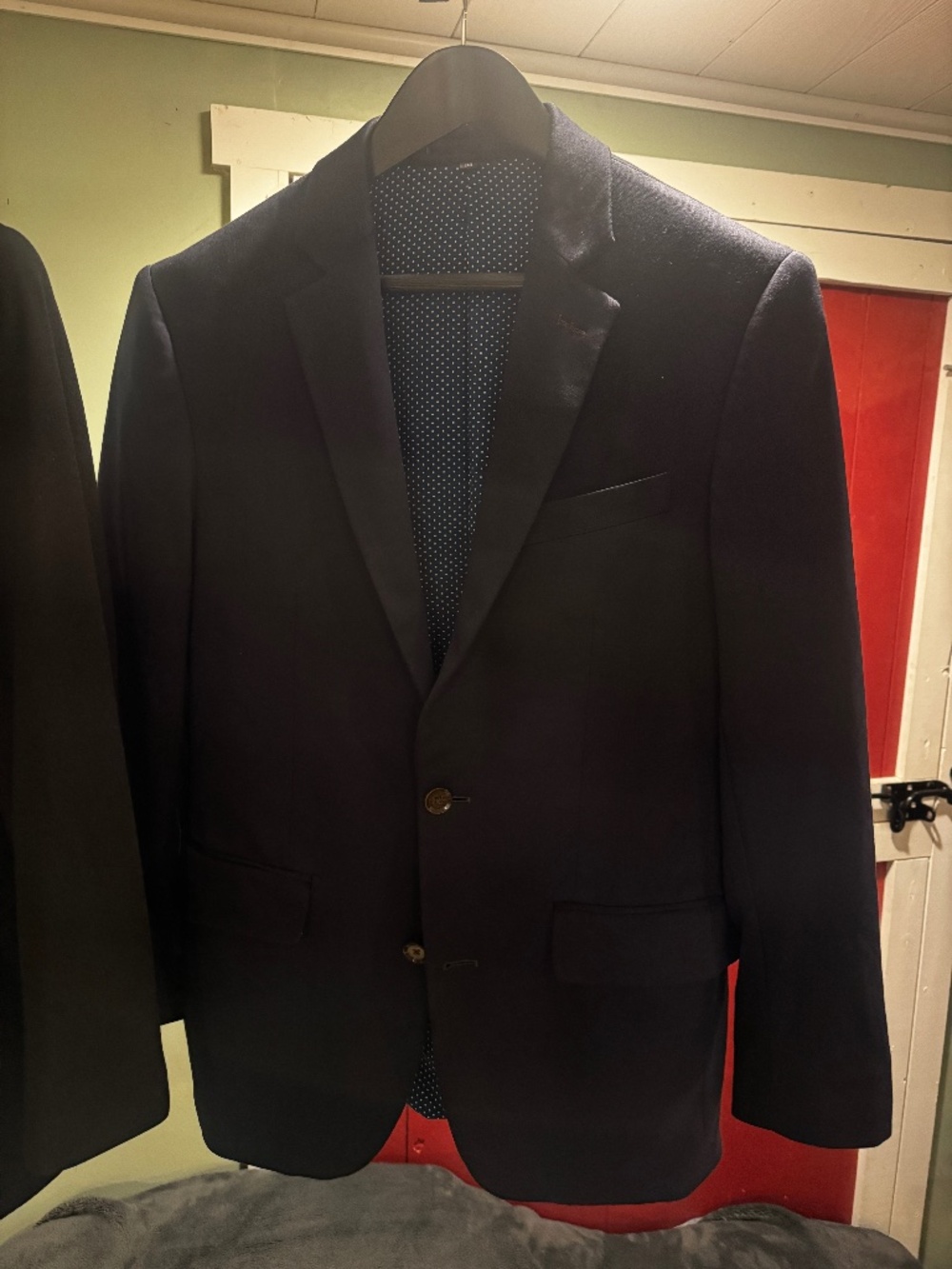 State and liberty jacket mens 38 navy/polka liner